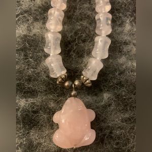 26" Frog Rose Quartz Necklace